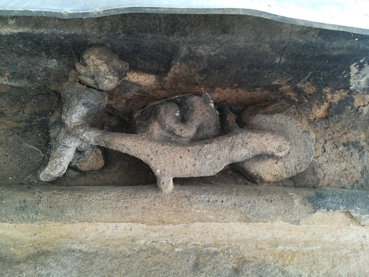 DUACE2025's tweet photo. Check out this carving of man w/ wheelbarrow from Auckland Castle window. Looks just like one of our archaeologists... @aucklandproject #DUACE https://t.co/VGcsf3wS74
