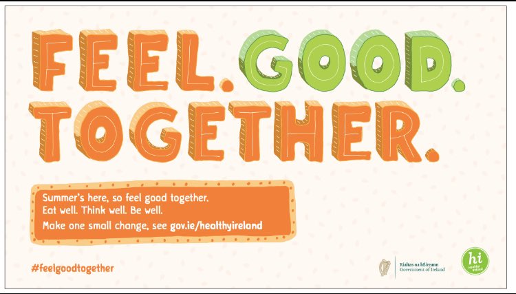 Today we launch the #healthyireland Summer 2018 campaign. Over the next few months we’ll encourage people to get out and get active together! And our partners will be helping too.. follow #feelgoodtogether for tips!