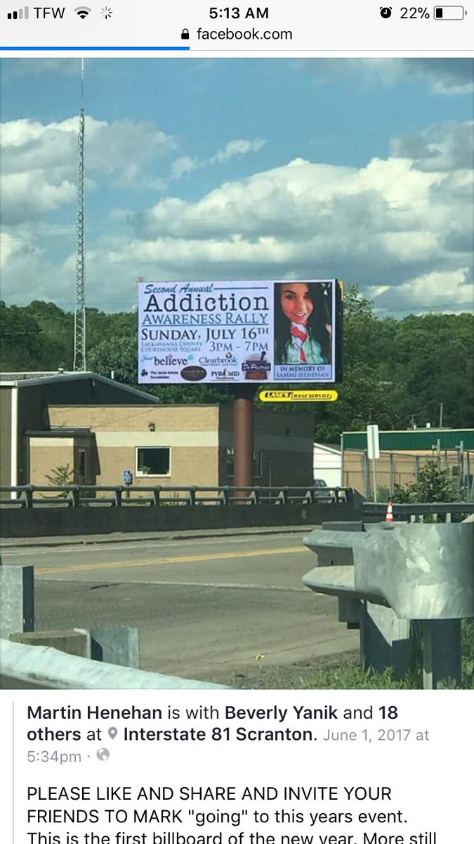 henehan_stacy's tweet photo. Forever Sammi Addiction Awareness Rally July15. Lackawanna County Courthouse 3-7 . All are welcome come join us . There will be treatment centers there from all across PA. Family event, free activities for the Children https://t.co/udwNuWxiui