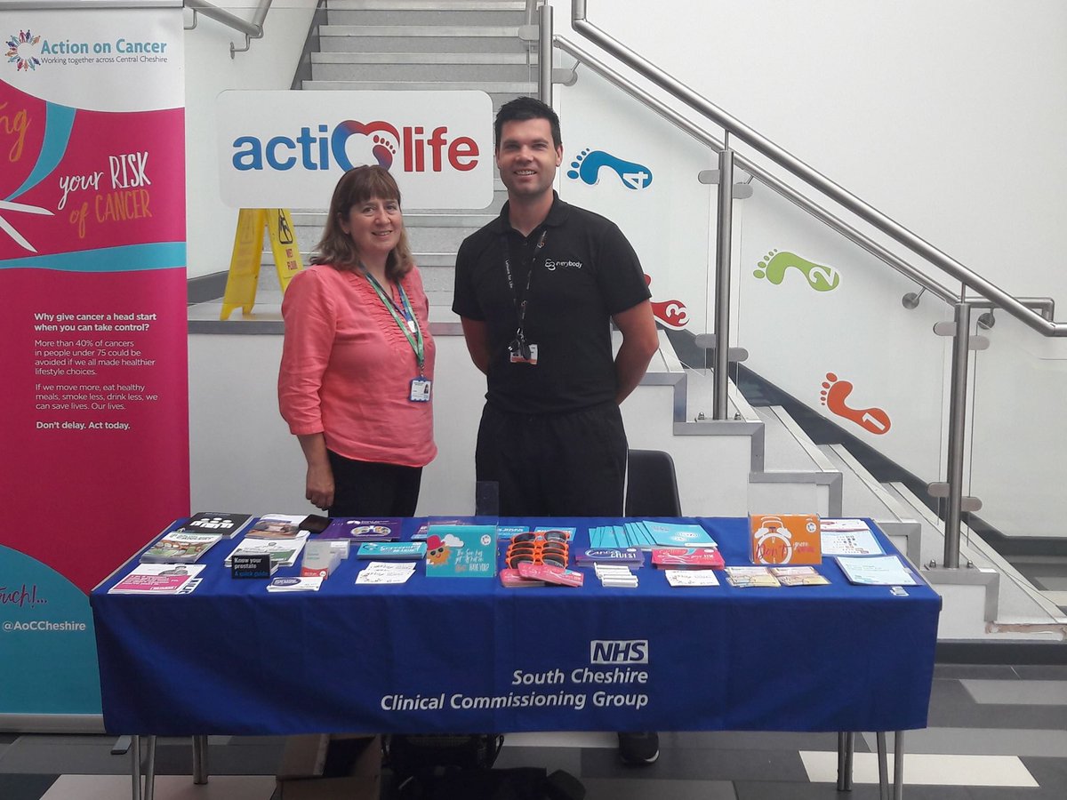 EBLeisure's tweet photo. Our good friend Ann from @AoCCheshire is at #Crewe Lifestyle Centre, promoting #JustOneConversation, offering lots of information on cancer support & prevention. Pop down or visit our website for information on our cancer rehabilitation exercise class https://t.co/fMVLX26r60 https://t.co/sRs7nU2L03