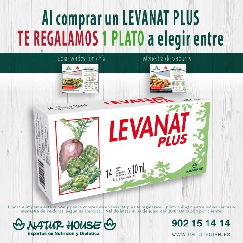 Ahora por la compra de tu Levanat Plus te regalamos un plato a elegir entre menestra de verduras o judías verdes con chía.

Presenta tu cupón en cualquiera de nuestros centros Naturhouse: goo.gl/RdgQjg

¡Te esperamos!