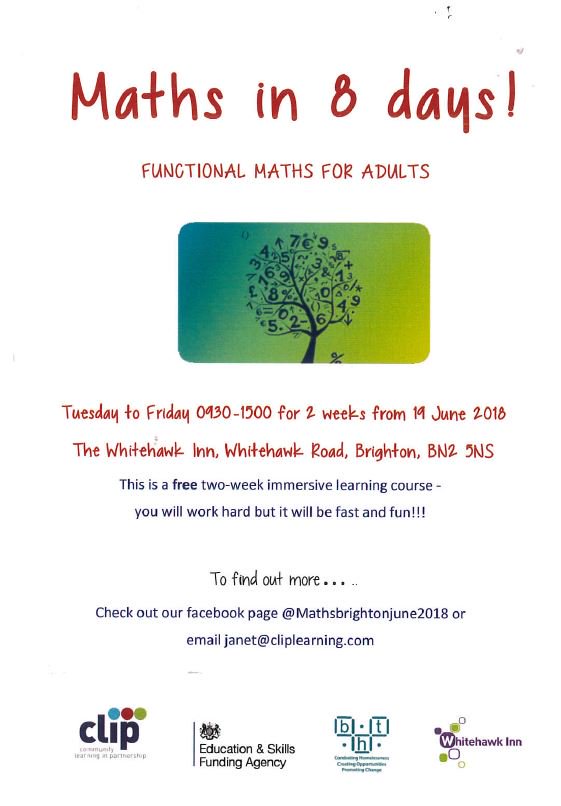 Check out our FREE adult functional maths course.... call us on 01273 682222 or email address on info below to reserve your place...
