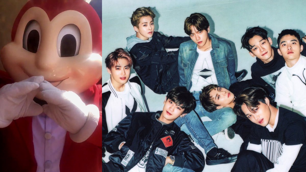 mtvasia's tweet photo. Newest member of the EXO-L family? The Jollibee mascot https://t.co/hhLzQ6VBc7 https://t.co/OqFjwBiLn5
