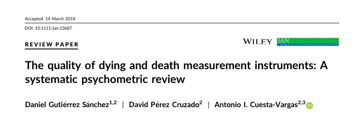 aicuesta's tweet photo. NEW FULL PAPER TODAY ON LINE from @CatedraFisUMA "The quality of dying and death measurement instruments: A
systematic psychometric review" part of PhD cand @Daniel26806329 defense
3 Jul 2018 #RehabOnco
https://t.co/1zHjFZB3w4 #icpto2018 https://t.co/2AtR5obkNY