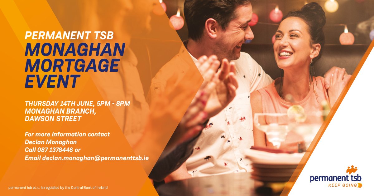 Gartlanorourke's tweet photo. @permanenttsb in #monaghan are holding a #mortgage event Thursday 14th of June between 5:00-8:00 p.m. Call in and have a chat #monaghan #carrickmacross #gartlanorourke #castleblayney https://t.co/CzPvxPvn0E