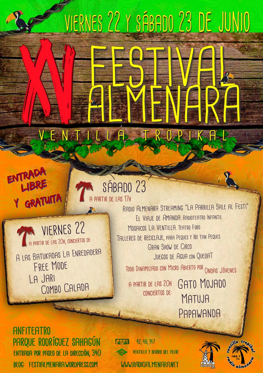 almenararadio's tweet photo. Difunde este cartelón, invita a tus amistades y déjanos disfrutar de vuestra compañía el fin de semana del 22 y 23 junio en el #XVFestiAlmenara #DulceAdolescencia #NosVamosDeFesti #VeranoFestivalero https://t.co/FqGHBhNBIn