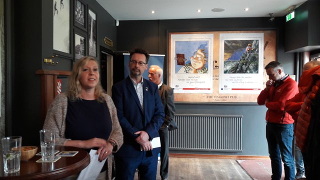 UKinIceland's tweet photo. What a great launch event for our “Responsible Travel in Iceland” consular prevention campaign yesterday at @TheEnglish_Pub! Thanks again to all our guests. Skál! https://t.co/IV7SaheOKl