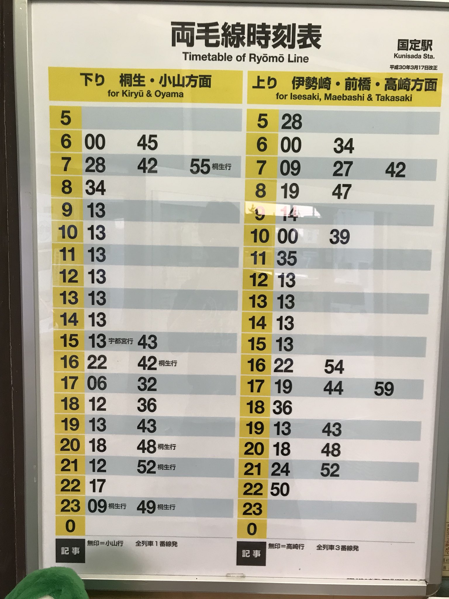 やまちゃんは勇者である マジかよww 国定駅 両毛線 時刻表 T Co Jgm0rn3lgb Twitter