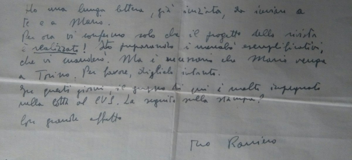 #operaismus Lettera di Raniero a Rita parlando di Quaderni Rossi