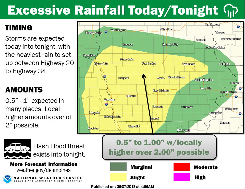 NWS Des Moines on Twitter "More heavy rain possible across Iowa this afternoon through tonight