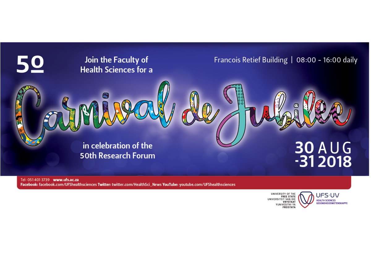 HealthSci_News's tweet photo. Save the date for the Carnival de Jubilee in celebration of the 50th Research Forum!
#CarnivalDeJubilee | #UFSHealth | #FacultyResearchForum https://t.co/BwGCPa2tLa
