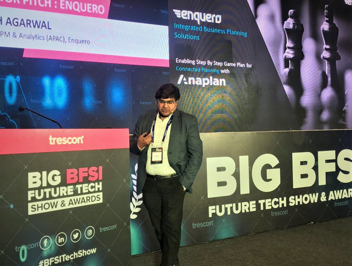 BFSITechForum's tweet image. Rakesh Agarwal, Director of EPM &amp;amp; Analytics at @enqueroinc , delivering a powerful pitch on how they are bringing disruptive technology solutions to enterprises

#innovation #BFSI #Trescon