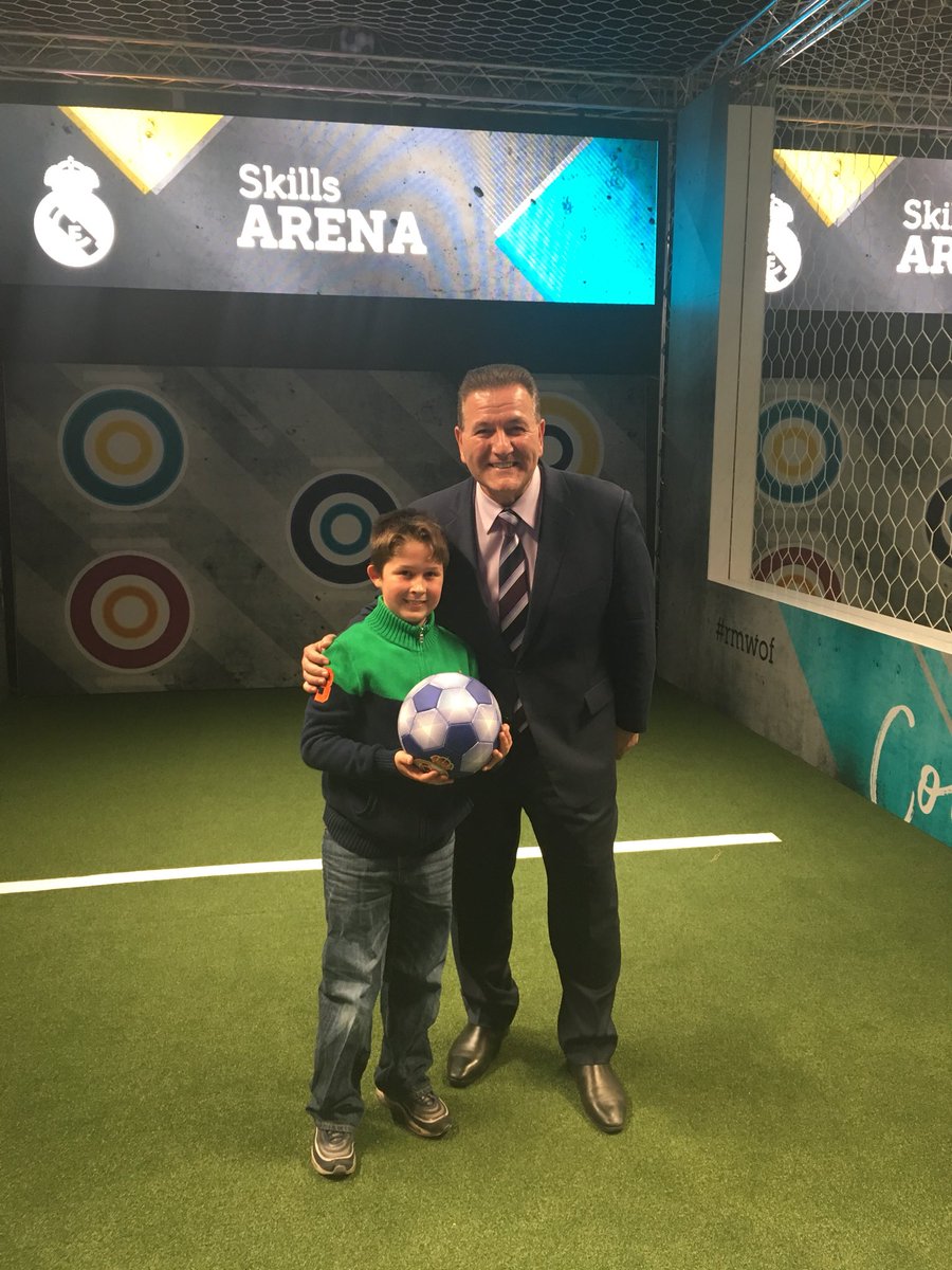 CarolineRuddick's tweet photo. Josh kicked the ball with the Minister for Sport, @johnerenmp at the Real Madrid World of Football Exhibition #RMWOF https://t.co/dmAi35HEAm
