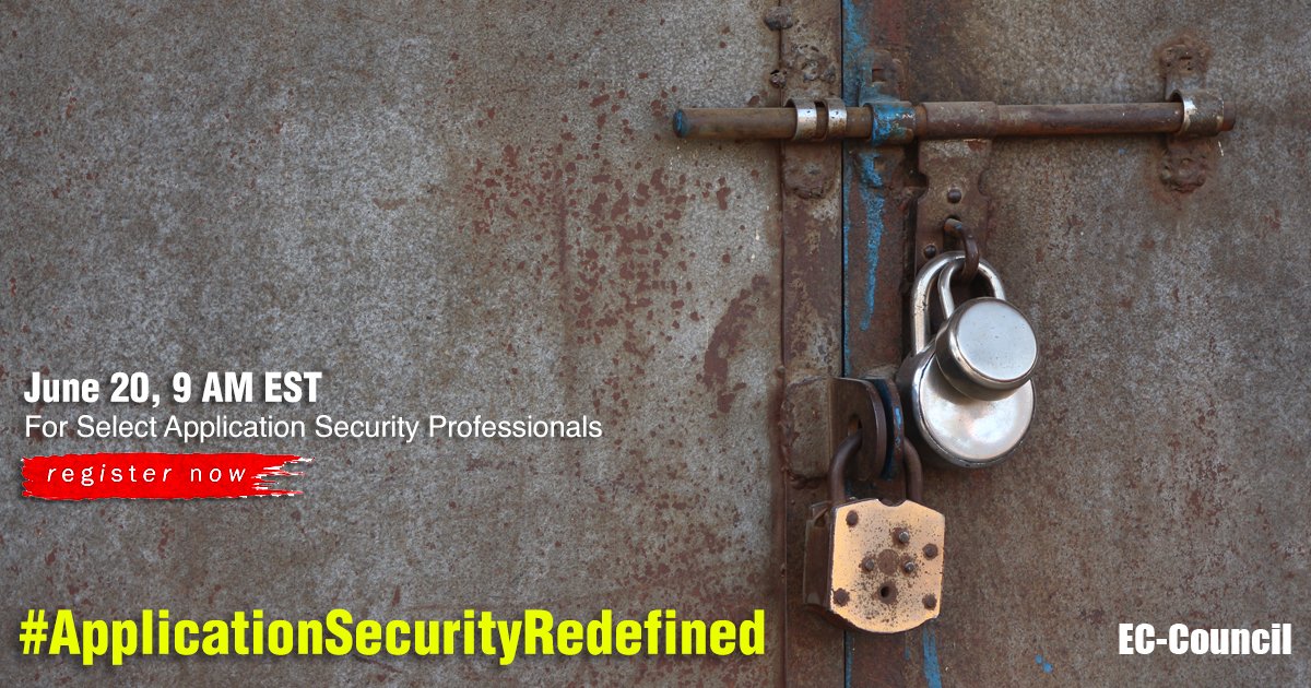 ECCOUNCIL's tweet photo. EC-Council is unveiling the most comprehensive application security training and certification on June 20, 9 AM EST. A few select Application Developers will be given a chance to get the first look. Register now: https://t.co/r8GOxWscou

#ApplicationSecurityRedefined #GoAppSecure https://t.co/dEMYugloCF