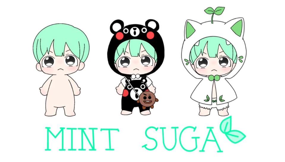 MintSuga05's tweet photo. My friend said that Mint Suga's eyes did not look like Yoongi. It is too big and needs more sparkling. So I fixed it twice. Here are my 3 drawings. Please select one drawing you like! Thanks so much  <3 https://t.co/8oX8HjV7jo
