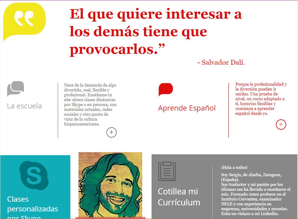 ensenametuene's tweet photo. ¿Has visto que bonita nos ha quedado la web? 
Échale un vistazo y dinos qué te parece. ¡Ah!, y comparte. Gracias. 

+ Have you seen how beautiful our web is? 
Have a look and give us your opinion. And don't forget to share. Thanks! 

https://t.co/aXYTrPyI4V

#ELE #Skype #Spanish https://t.co/SifOqlGgXA