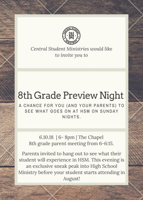 centralmsm's tweet image. Hey 8th graders (and your parents)! You are invited to an exclusive HSM preview night THIS SUNDAY from 6-8pm. The HSM team is excited to welcome you into this next phase of your life.