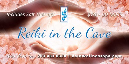 rainwspa's tweet photo. Dew drop in... to experience the combined natural process of Reiki + Halotherapy that provides relaxation and healing by removing blocks to the flow of energy in your body.  Call us to book, 203.483.0300 https://t.co/bJ1CndLLkq