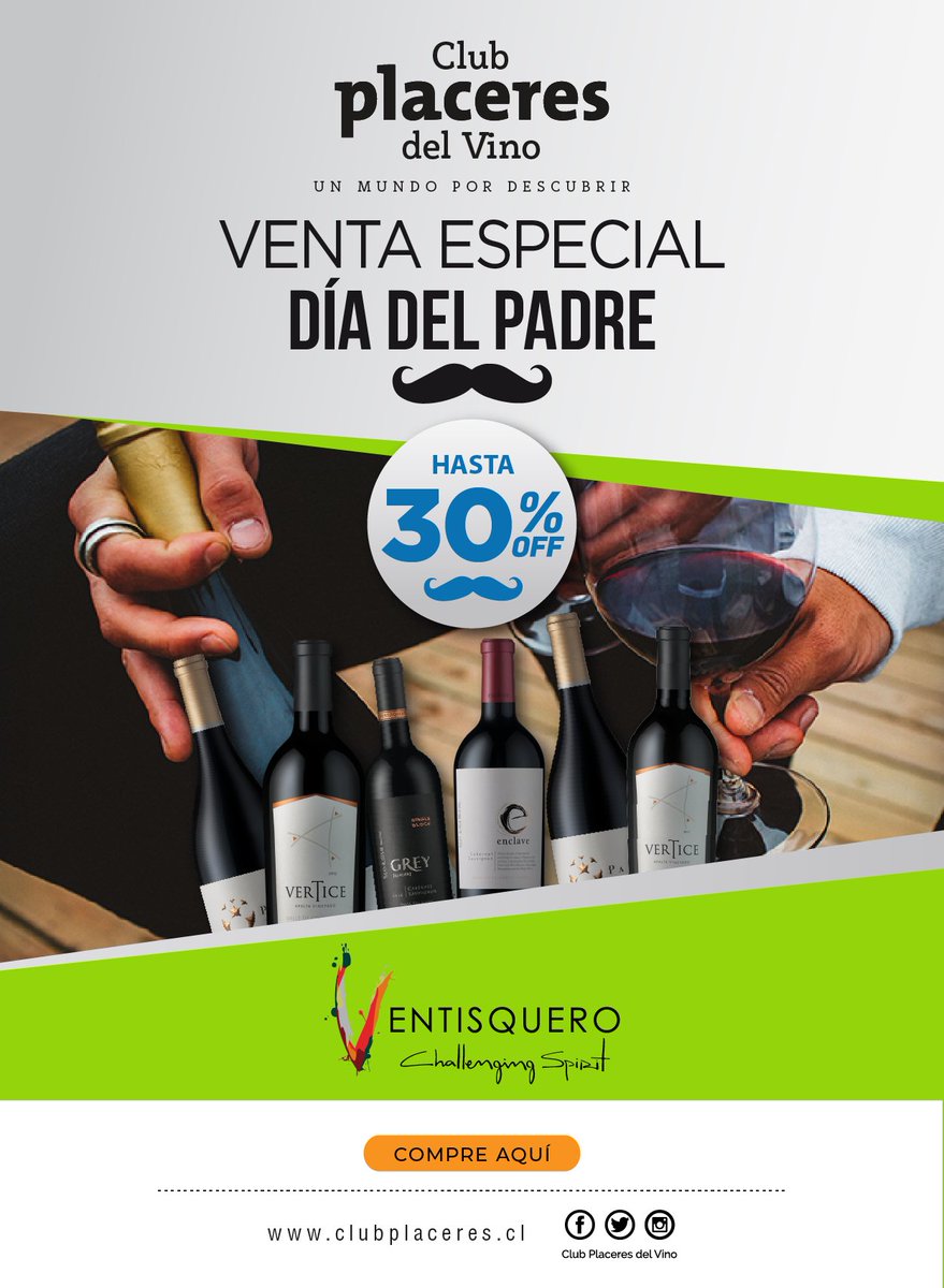 club_placeres's tweet photo. Comienza una Nueva Venta Especial de Club Placeres!!
Ingresa a 👉 https://t.co/zBUqEpUvRW y elige el mejor regalo para el Día del Padre 🍷🍷🍷
Todos los Vinos Ventisquero hasta un 30% off 😲😲😲
#Ventisquero #ClubPlaceres #vino #vinos #wine #wines #winelife #winelovers https://t.co/VSYvYqGxkv