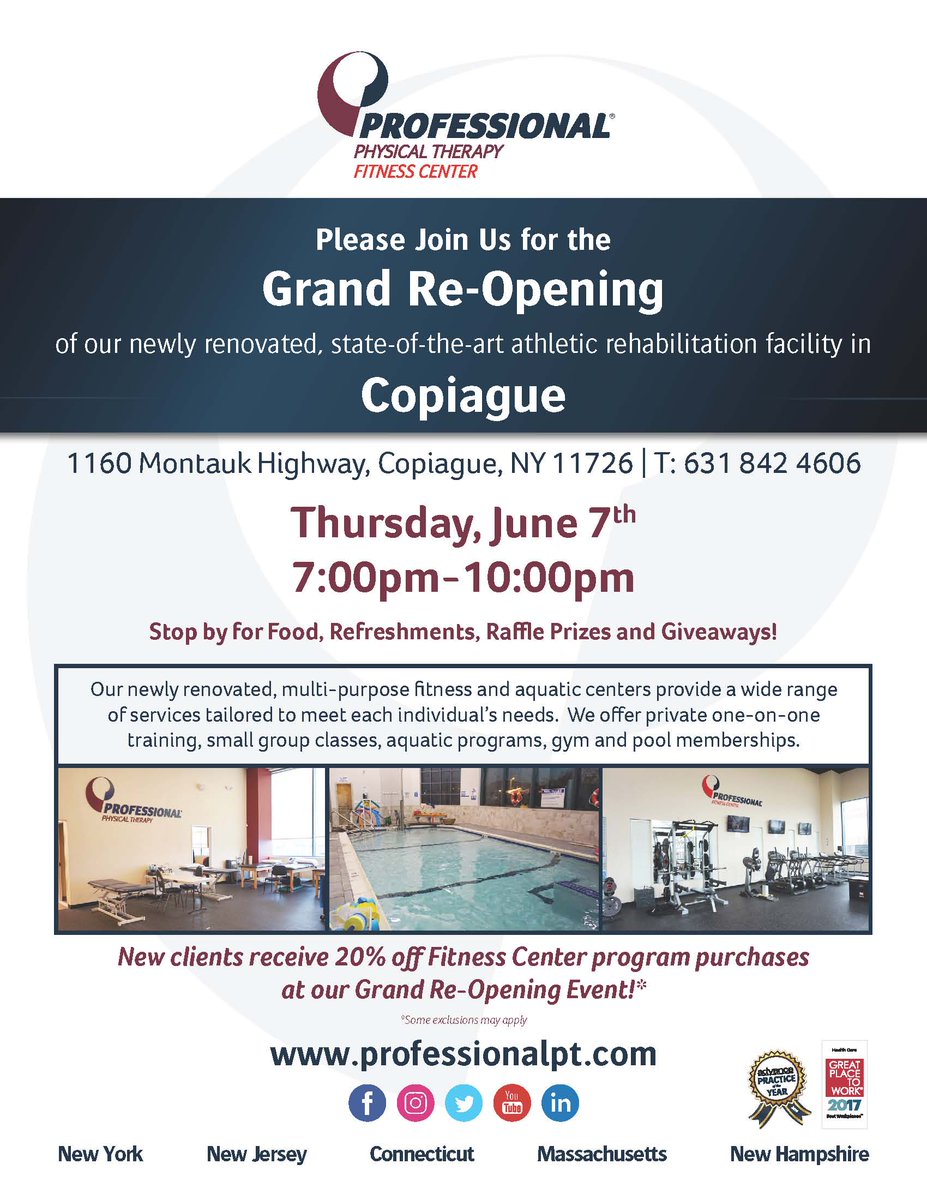 PAPCstrong's tweet photo. Join us tonight as we celebrate the grand re-opening of our Copiague Fitness Center! https://t.co/9pyer7714i