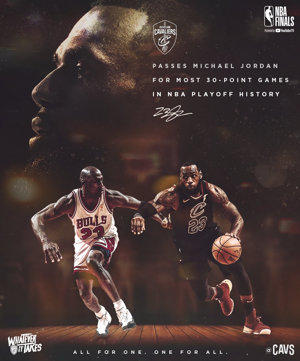cavs's tweet image. The most 30-point games in @NBA playoffs history. ✔
 
HIGHLIGHTS: on.nba.com/2HvM1Mk
 
#StriveForGreatness🚀
#WhateverItTakes
