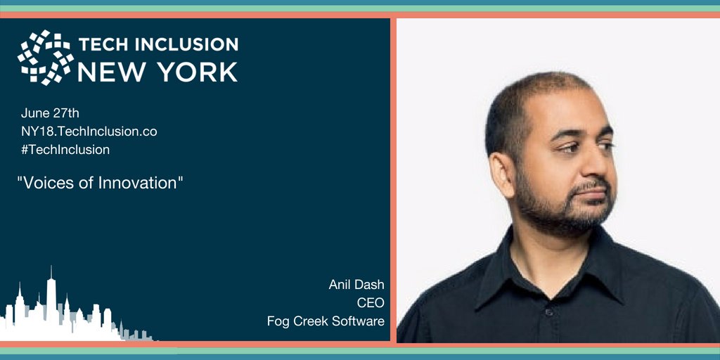 socialwayne's tweet photo. Glad to have Anil Dash@anildash, CEO,  @FogCreek Software speaks at #TechInclusion New York on June 27th. Join us: https://t.co/w4eym7Hf6m https://t.co/21UiF1qWsf