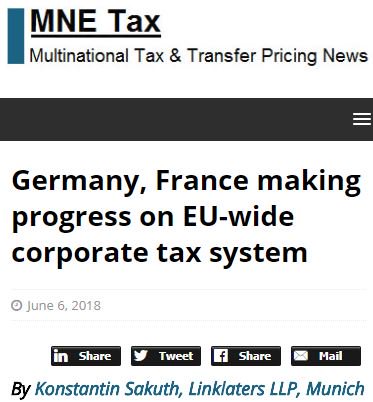 SuneHein's tweet photo. Germany, France making progress on EU-wide corporate tax system #CCTB #CCCTB #TaxReform #dkpol https://t.co/NUZb6uIaDn via @MNEtax https://t.co/ceDMXJqXL7