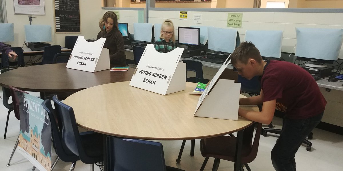 MissCatCashin's tweet photo. Student vote, student voice. Grade 5/6 leading and organizing the provincial elections. Letting everyone cast their vote! 🗳 @STC_Walkerton https://t.co/w3rVe7qyq7