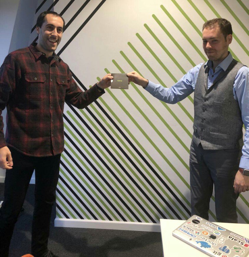 UrkoLarra's tweet photo. #Blockchain txapelketa baten garaile izan naiz. @Bankia antolatutako “Open Call”en txapeldun. @txiomatika ikasiak eman ditu bere fruituak! https://t.co/Yqi20pcH9k @IZERTIS https://t.co/nvNvVGJbe2