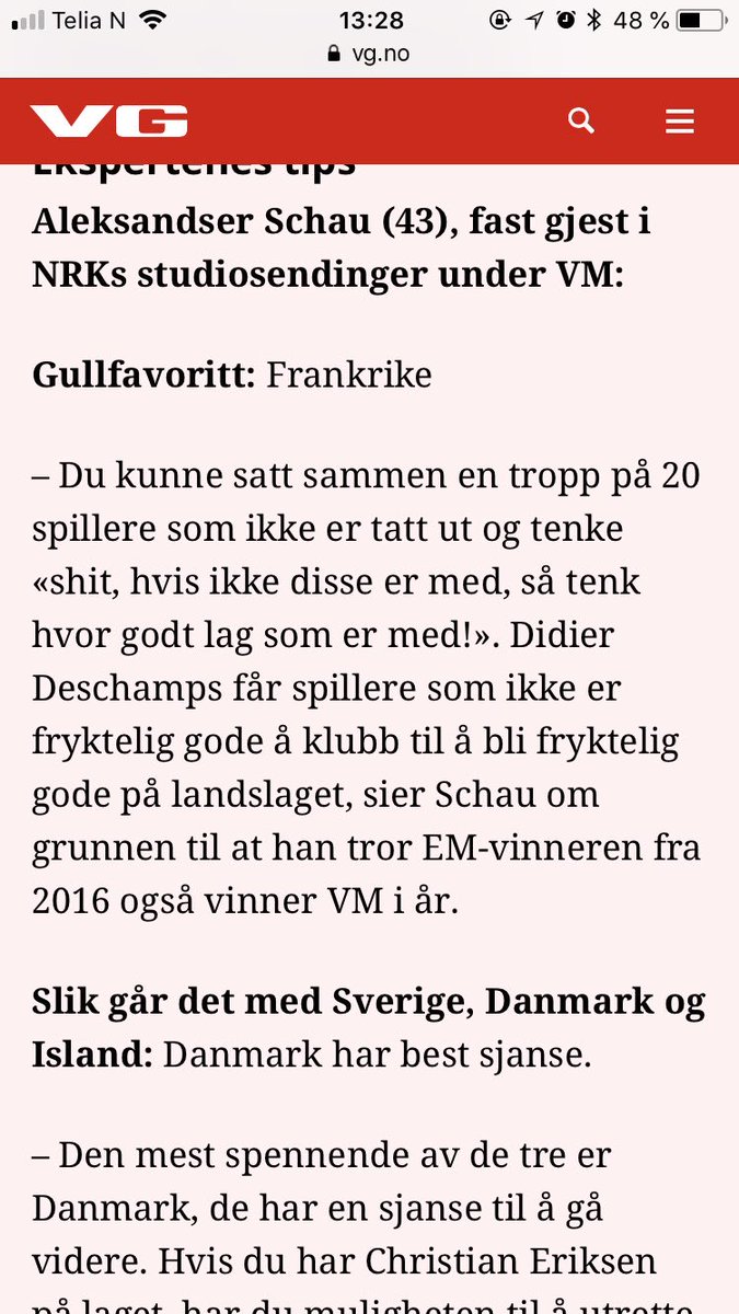 thomasbuberg's tweet photo. @aleksanderschau er det du eller VG’s journalist som har dårlig husk her? Etter hva jeg husker så vant ikke Frankrike EM i 16 https://t.co/QYbW3RY9y9