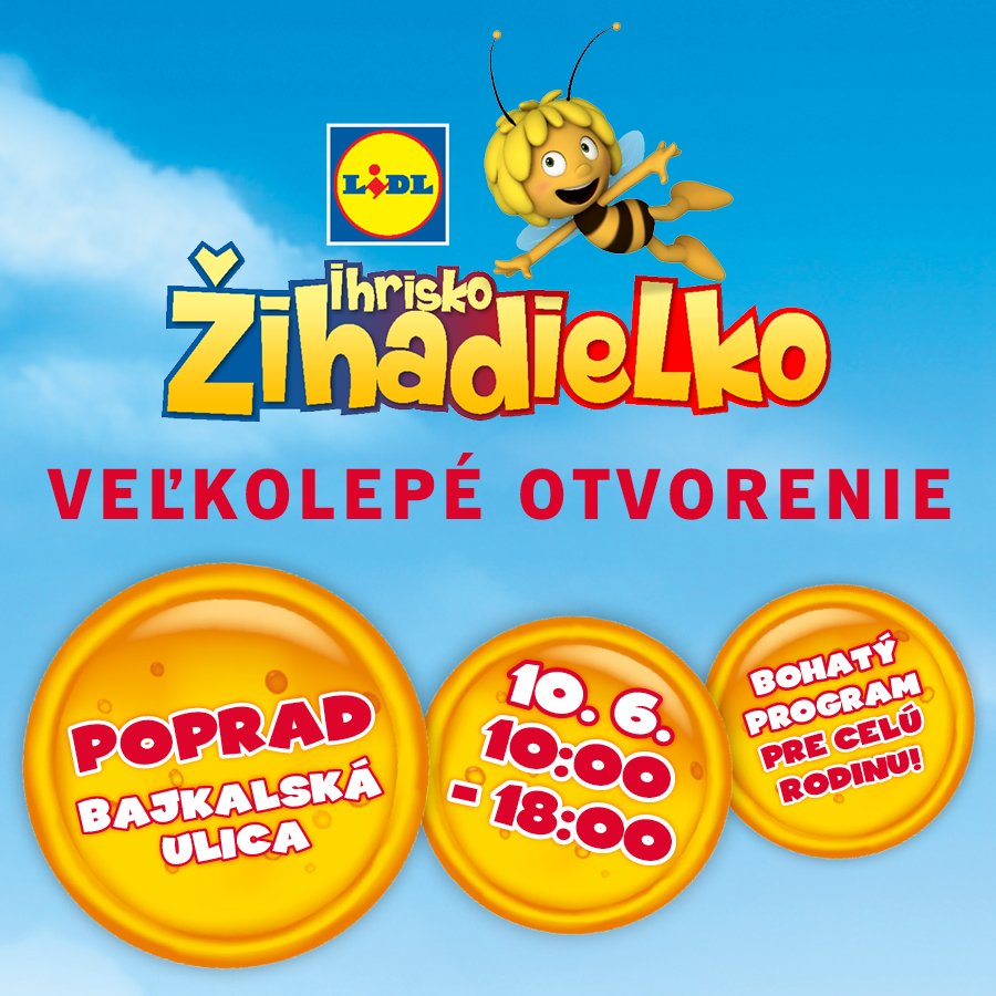 MestoPoprad's tweet photo. V nedeľu 10.6.2018 o 10:00 otvárame @LidlSK #detskeihrisko #Zihadielko!
V bohatom celodennom programe sa predstavia Trpaslíci z RTVS, nebude chýbať divadelné predstavenie, pripravené sú súťaže a odmeny pre každé dieťa priamo na ihrisku #Poprad #MestoPoprad #predeti https://t.co/yulHlpdgI9
