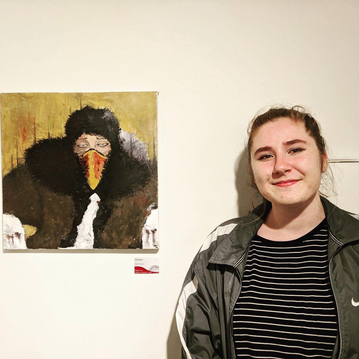 Thank you <a href="/STC_VT/">Stafford Tech. Ctr.</a> Digital Arts for an inspiring show last night. Here's Lily with one of her pieces. Today and tomorrow we are closed for installation, but oh, it's so going to be worth it!