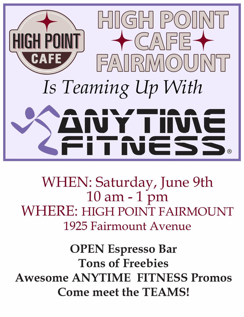 No way! Another awesome event?!
❤️It’s True!❤️
We are partnering with @anytimefitnessphilly to bring you FREE DRINKS and TREATS on Saturday 6/9 from 10a-1p.
Meet the Anytime Fitness Team and get great promos!
🧘‍♂️
⛹️‍♀️
🏋️‍♀️
#anytimefitness#freedrinks #cafe #event