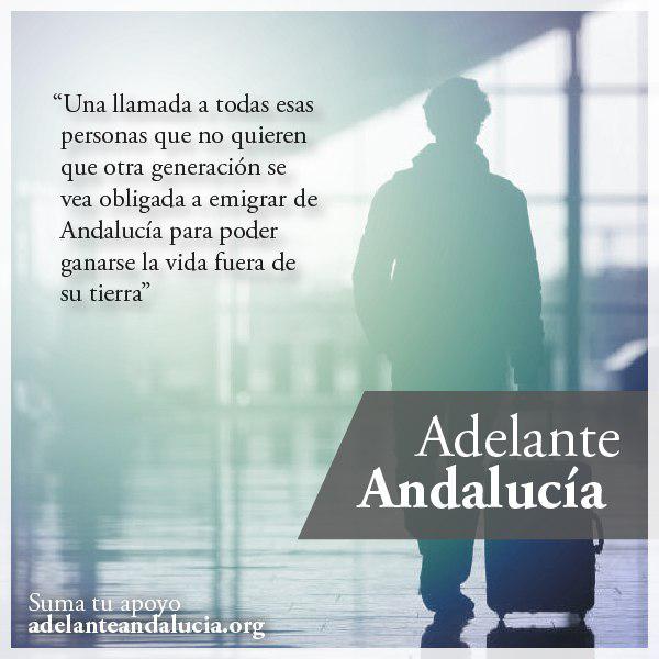 Porque ya está bien de que nuestros jóvenes tengan que elegir entre paro, precariedad o emigración. Entre alejarse de sus familias o la miseria.

Por eso nos unimos en #AdelanteAndalucía 

✒️Firma adelanteandalucia.org