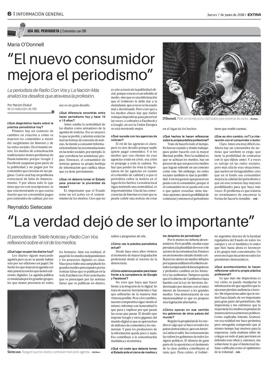 AgenciaDib's tweet photo. #DiaDelPeriodista
Entrevista de @AgenciaDib con @odonnellmaria: "El nuevo consumidor mejora el periodismo"

"Es importante que el Estado tome un rol activo en el sostenimiento de los medios"
"La noticia local sigue teniendo una centralidad"

Leer ➡️ https://t.co/BSdziYcyc4 https://t.co/gDSgzRxnxh