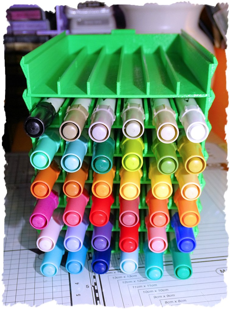 GroovySci's tweet photo. My lovely man surprised me with some 3D printed stackable storage racks for my @tim_holtz Distress Markers, I still have 25 to collect, that is until Tim and @RangerInk releases more colours :) #rememberthenow #feelinggrateful 😊 https://t.co/YjgMo19Hvq