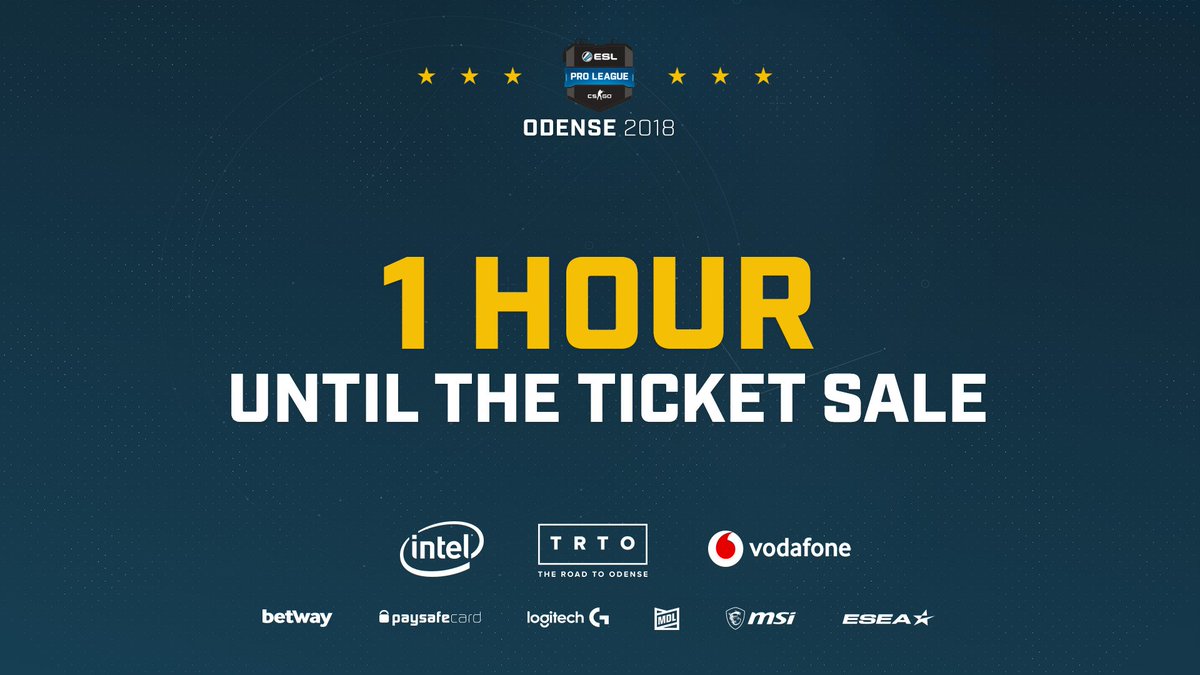 ⚠️ 1 HOUR UNTIL TICKETS ARE LIVE LIVE LIVE! ⚠️

🔜 pro.eslgaming.com/odense/tickets/