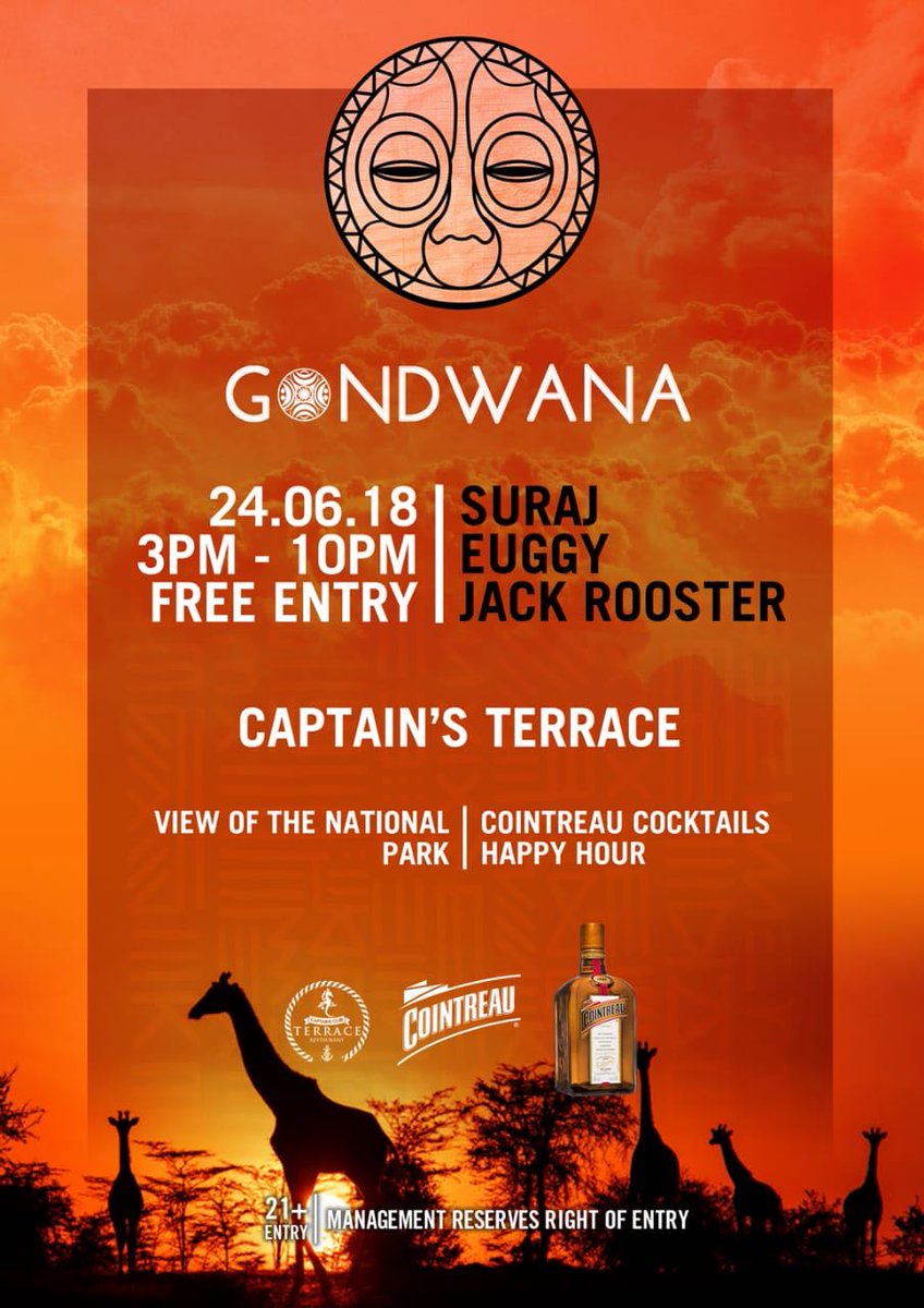 gondwana_Ke's tweet photo. June 24th, Mark The Date! Special Cocktail Menu by Cointreau and Happy Hour 4-8PM. More info on our Facebook Page at Gondwana Ke. @surajkenya @3uggy @JackRoosterLive #GondwanaKE #CaptainsTerraceKE #CointreauKE https://t.co/WVtoBE5x5R