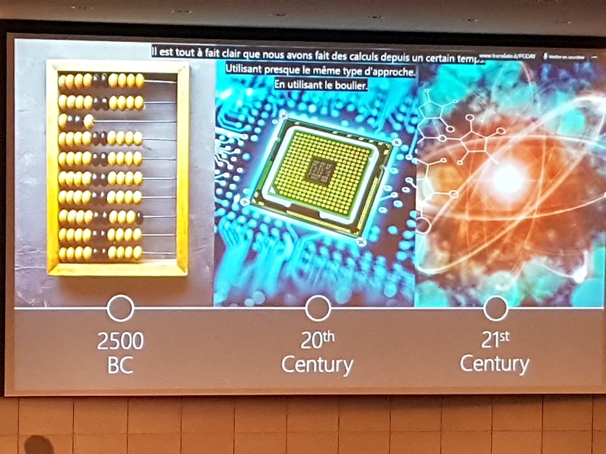 BIONDICharles's tweet photo. @Ourghanlian directeur technique de #Microsoft explique l'informatique quantique à #eunis18 https://t.co/v8O9B4VdVS