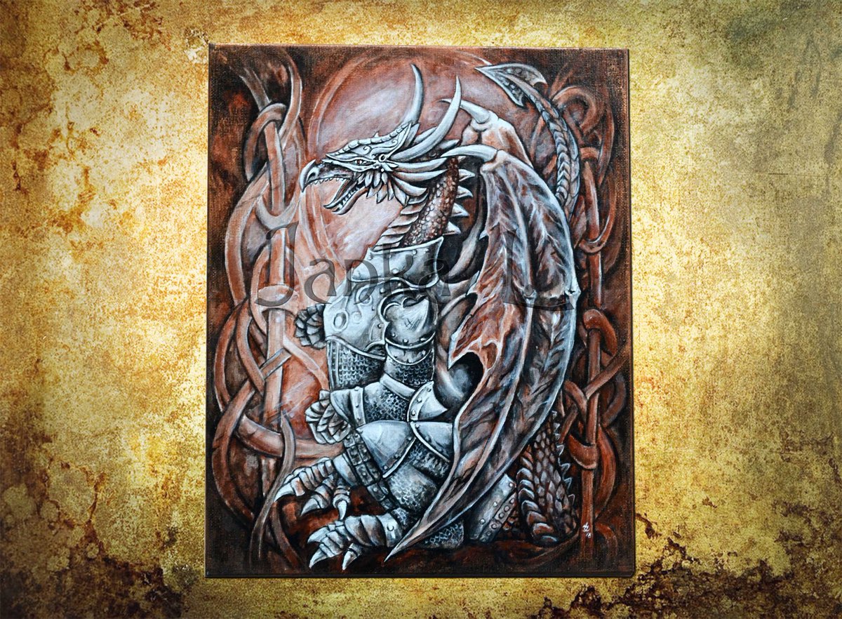 The Dragon - Original acrylic painting on canvas board etsy.me/2sDKS0z #originalart #acrylicpainting #brownpainting #graydragon #dragonpainting #fantasyart #originalpaitning #beautifulgift #uniquegift #magiccreature
