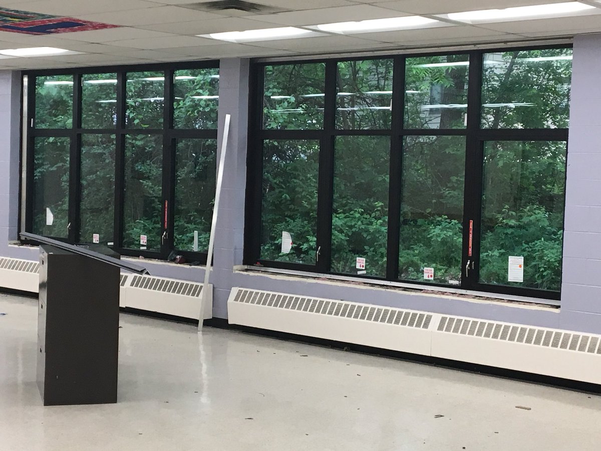 fitzG's tweet photo. @Bendist25 New gym floor being laid in the small gym and windows installed in the tech room #newlearningspaces https://t.co/CFduLEZHgR
