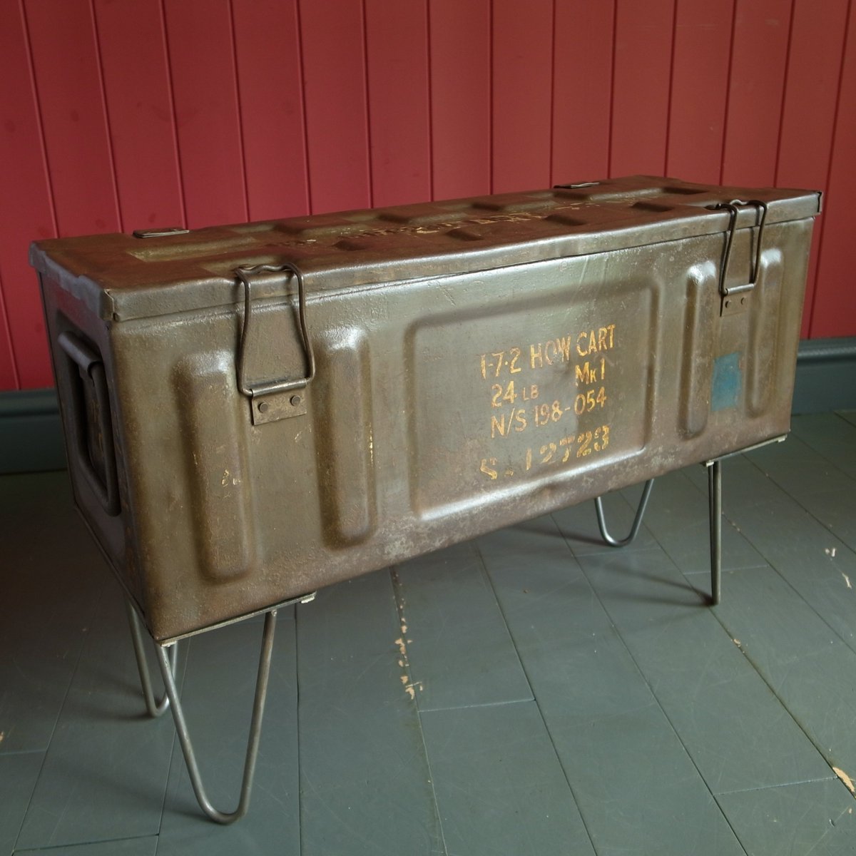 vintagetandc's tweet photo. Excited to share the latest addition to my shop! Vintage Industrial Trunk Table Mid Century Military Storage Chest Metal Box + Hairpin Legs #vintage #industrial #coffeetable #trunktable #etsy #etsysuccess https://t.co/qxlqOEGv9l