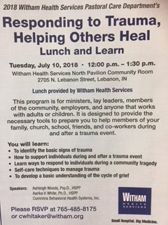Cummins Ashleigh Woods, Psy. D., HSPP and Aarika V. White, Ph. D., HSPP will be guest speakers at a Lunch and Learn in Lebanon at Witham Health Services on July 10th.