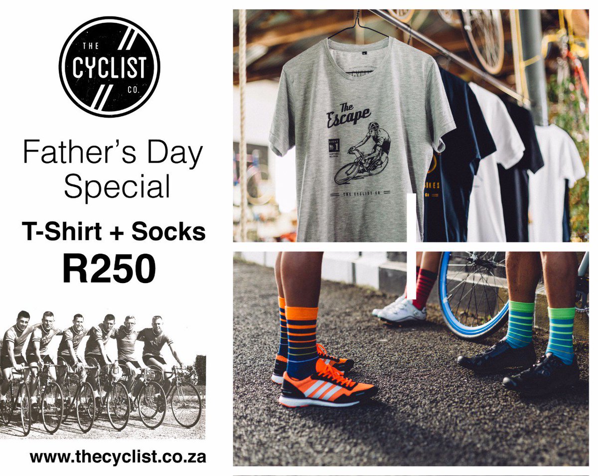 thecyclistco's tweet photo. Spoil your dad this Father's Day with our tee and sock sale. https://t.co/aVcpwpkRng
