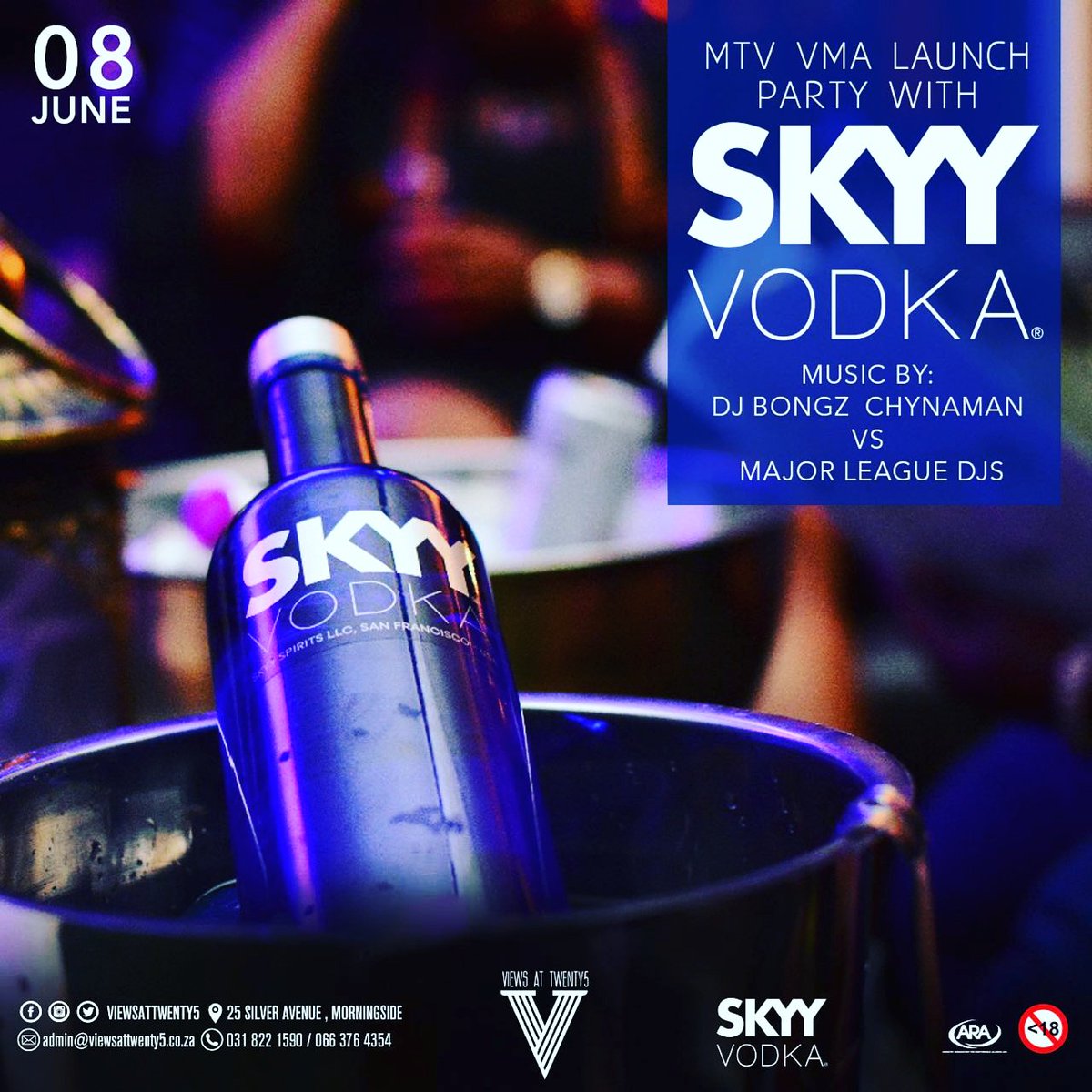 Kindmangift2's tweet photo. Join us tomorrow as we celebrate MTV VMA LAUNCH PARTY with #SKYYVODKA Good music by: @djbongz @chynamandj @MAJORLEAGUEDJZ @NAG_ZA And many more
Doors opens at 5pm till late #viewsattwenty5 for more info on our page https://t.co/WFKYT6YE7Z