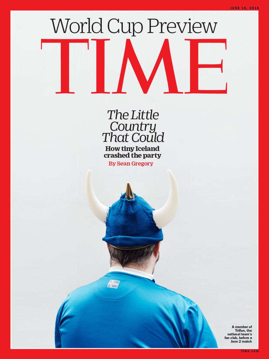seanmgregory's tweet photo. This week’s @TIME cover in Europe, the Middle East and Africa .. how tiny Iceland, a team with a dentist, film director, and salt delivery dude, crashed the World Cup. https://t.co/lMZAWyUZXC https://t.co/ND1popNXmL