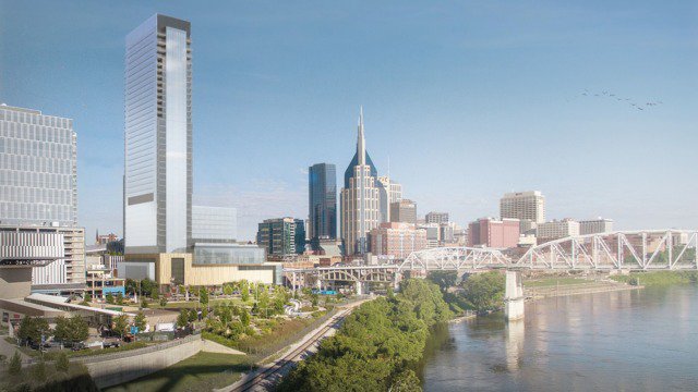 ispeaknashville's tweet photo. 40 stories, 142 riverfront condos, 232-room five-star hotel &amp; 8,000 sqft of retail will make up the 2nd tallest building in nashville when completed. groundbreaking in 2019. | 151 1st avenue south https://t.co/6XDXnGQSH6