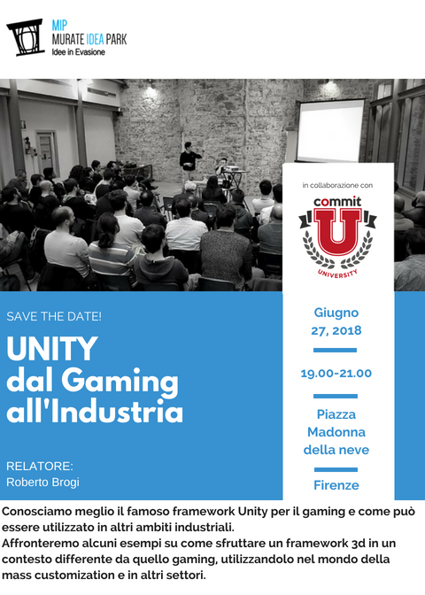 CommitSoftware's tweet image. Prossimo appuntamento con #CommitUniversity affronteremo alcuni esempi su come sfruttare un #framework #3d in un contesto differente da quello #gaming, utilizzandolo nel mondo della #masscustomization e in altri settori ! Ti aspettiamo il #27giugno a #Firenze!