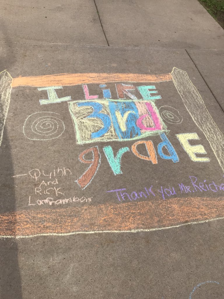 MrAReiche's tweet image. Arrived at school today to some awesome chalk messages from a great school school community! #Teach4Me
