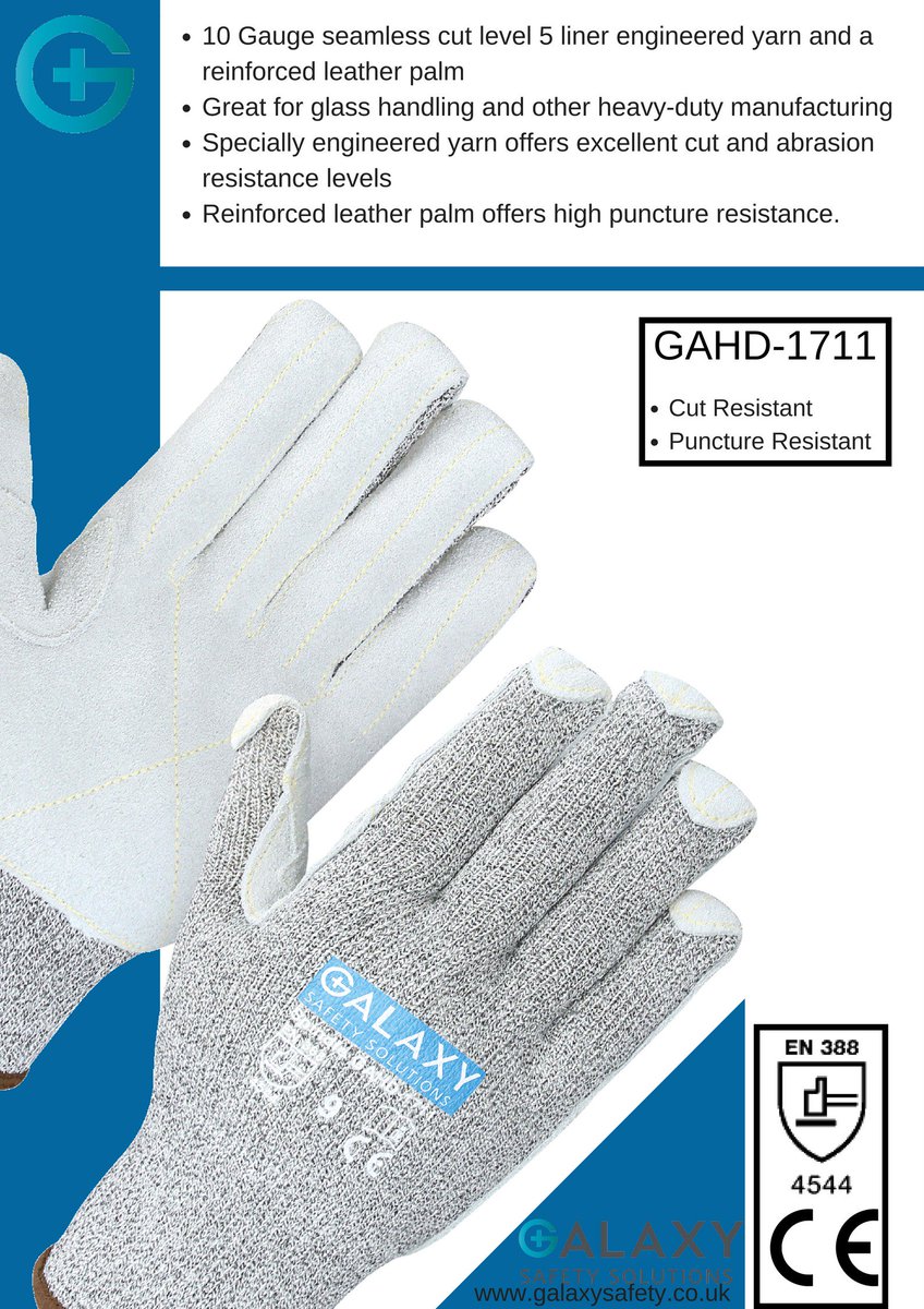 GalaxyIndLtd's tweet photo. With high levels of Abrasion, Cut, Tear and Puncture Resistance this gloves is perfect for anyone working with sheet metal, glass panes or any area with a high risk of cuts.
Contact us at info@galaxysafety.co.uk with any enquiries.
#ppe #safety #glxyglvs https://t.co/3tPHtaJtTQ